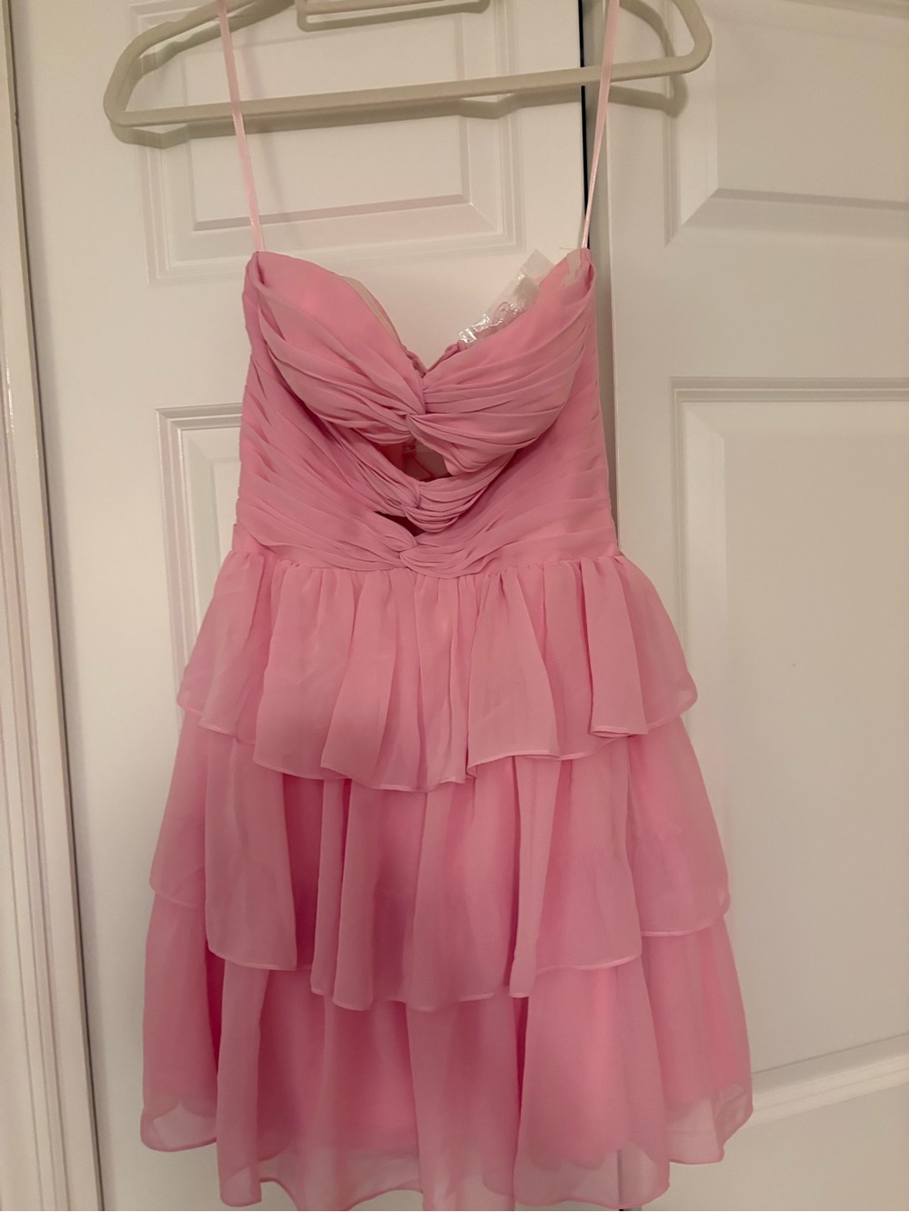 A Line Ruched Cutout Corset Tiered Ruffle Chiffon Homecoming Dress
